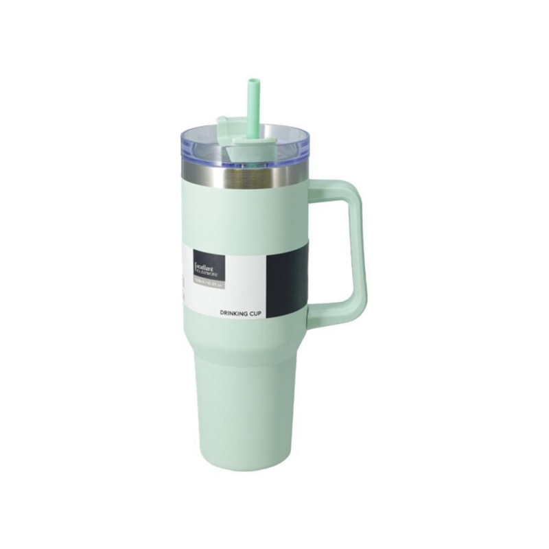 Θερμός ποτήρι 1200ml πράσινο ανοξείδωτο με καλαμάκι