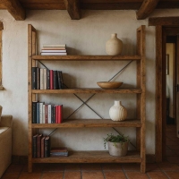 Ραφιέρα Nextdeco ανακυκλωμένο ξύλο teak - mahoni Υ200xM185xΠ39εκ