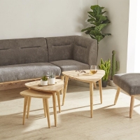Τραπεζάκια σετ 3 Nextdeco Natural μασίφ ξύλο