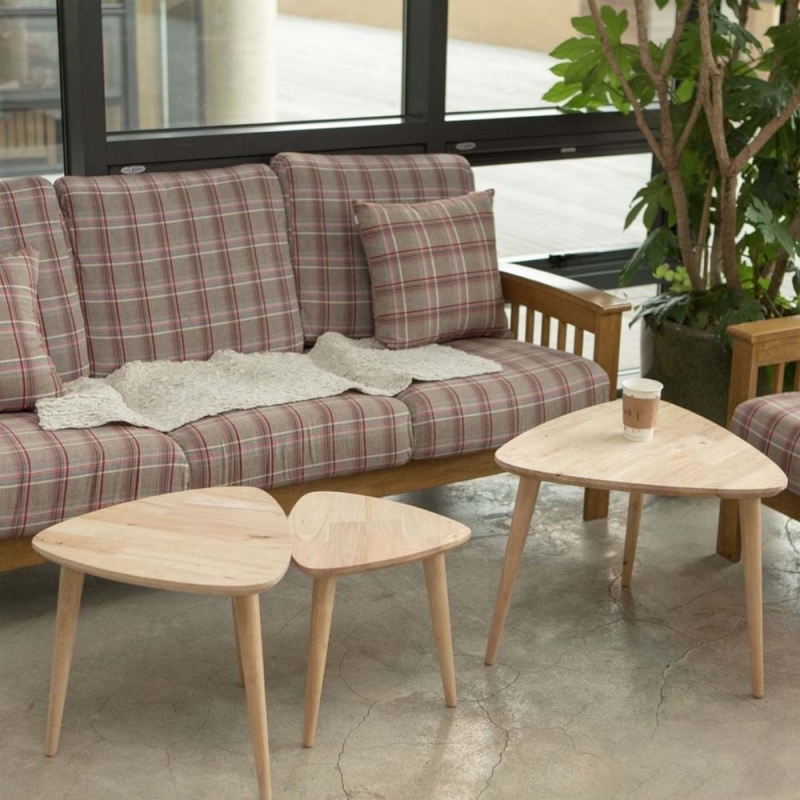 Τραπεζάκια σετ 3 Nextdeco Natural μασίφ ξύλο