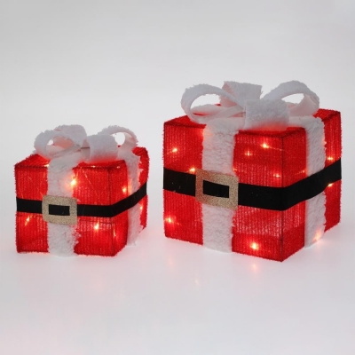 Διακοσμητικά χριστουγεννιάτικα δώρα LED 15×17εκ - 20×23εκ σετ 2 τεμ.
