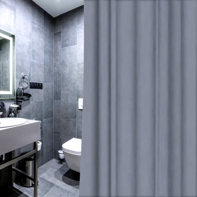 Κουρτίνα μπάνιου με 12 κρίκους γκρί Υ200x180εκ.