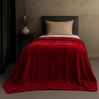 Κουβέρτα μονή κόκκινη βελουτέ από 100% polyester 150x220εκ. Κουβέρτα μονή κόκκινη βελουτέ από 100% polyester 150x220εκ.