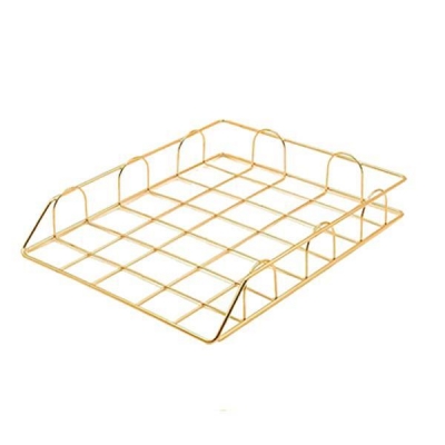 Δίσκος εγγράφων ροζ-χρυσό μεταλλικός Υ6x24,5x30 εκ.