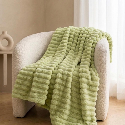 Κουβέρτα faux fur πράσινη 150x200εκ.