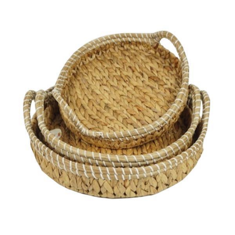 Δίσκοι ψάθινοι BOHO από rattan σετ των 3τμχ. Ø47xΥ8/12εκ. Ø41xΥ7/12εκ. Ø36xΥ5/9εκ.