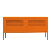 Έπιπλο τηλεόρασης μεταλλικό Nextdeco με ανοιγόμενες πόρτες πορτοκαλί Υ60x118x40εκ.