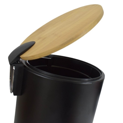Σετ πεντάλ 5lt - πιγκάλ μεταλλικό με ξύλινο καπάκι μαύρο χρώμα Σετ πεντάλ 5lt - πιγκάλ μεταλλικό με ξύλινο καπάκι μαύρο χρώμα