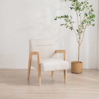 Πολυθρόνα Nextdeco Natural μασίφ ξύλο λευκή Υ78,5x58x72,5εκ.