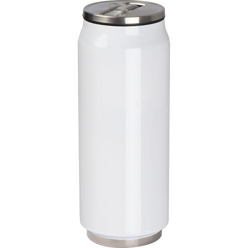 Θερμός "Κουτάκι αναψυκτικού" λευκό inox 500 ml. Υ18,5xØ7εκ.