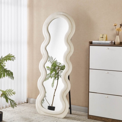 Καθρέφτης ολόσωμος Nextdeco λευκός βελούδινο πλαίσιο 160x60εκ. κυματιστός