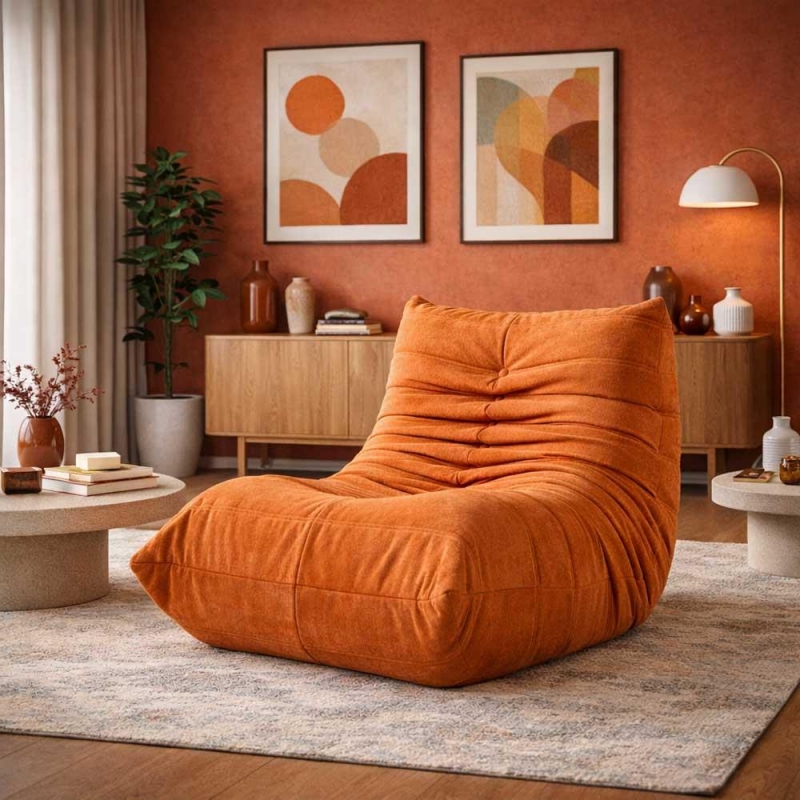 Compressed Nextdeco πολυθρόνα Togo πορτοκαλί Υ70x85x103εκ. Compressed Nextdeco πολυθρόνα Togo πορτοκαλί Υ70x85x103εκ.