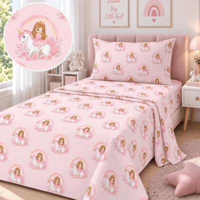 Σετ παιδικά σεντόνια μονά Princess Coral από 100% βαμβάκι 170x260εκ.