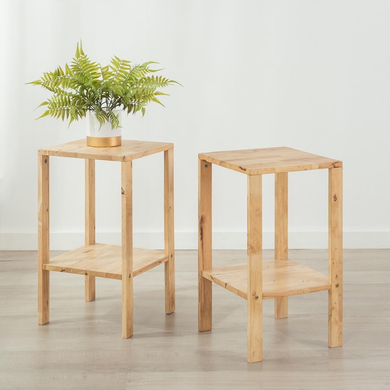 Έπιπλο πολλαπλών χρήσεων Nextdeco Natural μασίφ ξύλο 2 τεμάχια Υ60x35x35εκ.