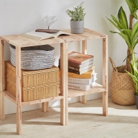 Έπιπλο πολλαπλών χρήσεων Nextdeco Natural μασίφ ξύλο 2 τεμάχια Υ60x35x35εκ.