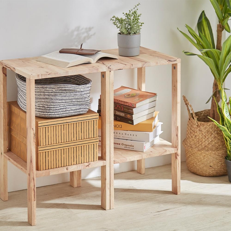 Έπιπλο πολλαπλών χρήσεων Nextdeco Natural μασίφ ξύλο 2 τεμάχια Υ60x35x35εκ.