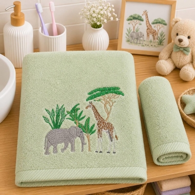 Σετ παιδικές πετσέτες Forest - Safari 100% βαμβάκι πεννιε 500gsm