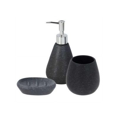 Σετ αξεσουάρ μπάνιου 3 τμχ κεραμικό μαύρο