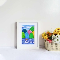 Κορνίζα για παιδικές ζωγραφιές Α4, με χώρο αποθήκευσης λευκή Υ30×21εκ.