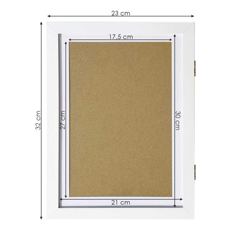 Κορνίζα για παιδικές ζωγραφιές Α4, με χώρο αποθήκευσης λευκή Υ30×21εκ.