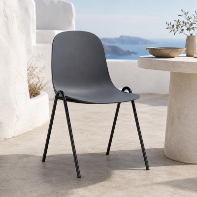 Καρέκλα Nextdeco PP και μέταλλο γκρι σκούρο 52x57xΥ83εκ.
