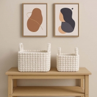 Καλάθια υφασμάτινα σετ 2τμχ λευκό κύβοι Καλάθια υφασμάτινα σετ 2τμχ λευκό κύβοι