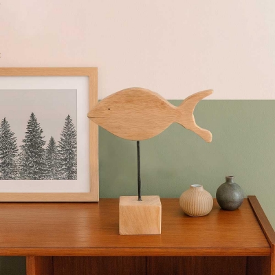 Ξύλινο διακοσμητικό ψάρι Υ28xM28xΠ10εκ