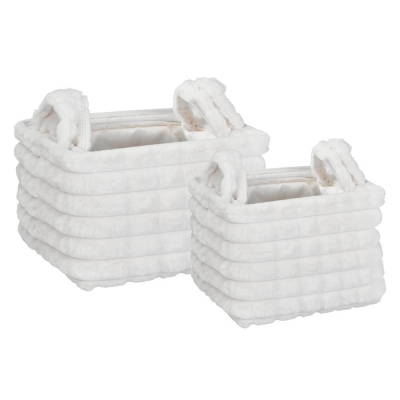 Καλάθια υφασμάτινα σετ 2τμχ λευκό λωρίδες