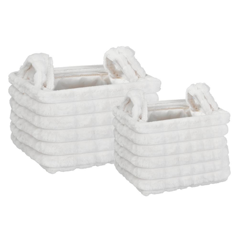 Καλάθια υφασμάτινα σετ 2τμχ λευκό λωρίδες Καλάθια υφασμάτινα σετ 2τμχ λευκό λωρίδες