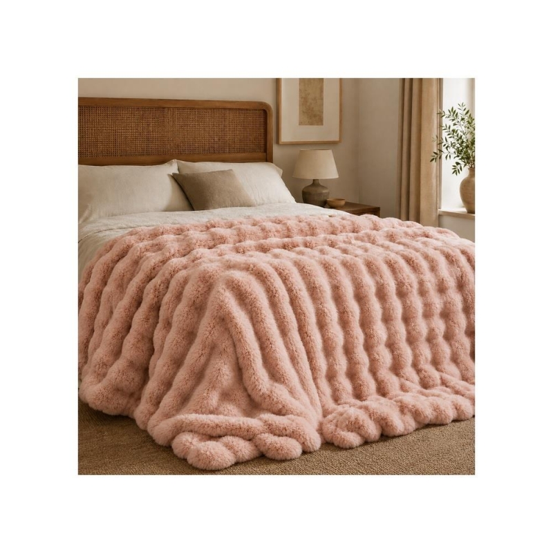 Κουβέρτα faux fur ροζ 160x200εκ. Κουβέρτα faux fur ροζ 160x200εκ.