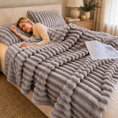 Κουβέρτα faux fur γκρι 150x200εκ. Κουβέρτα faux fur γκρι 150x200εκ.