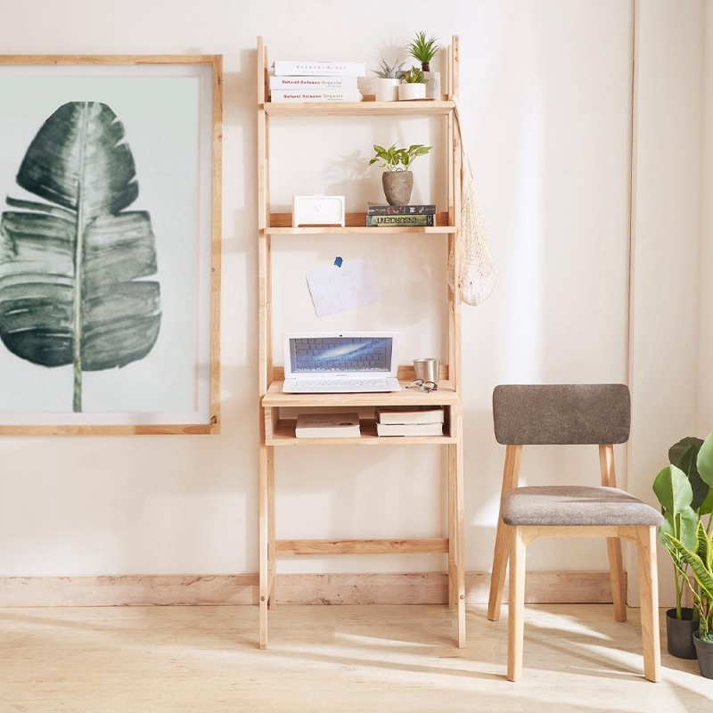 Γραφείο Ραφιέρα Nextdeco Natural μασίφ ξύλο Y180x60,1x40,5εκ.