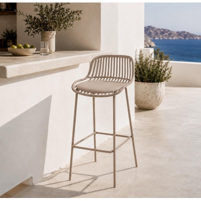 Σκαμπό μπαρ Nextdeco PP και μέταλλο γκρι 42x49xΥ97εκ.