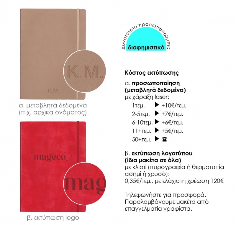 Next Premium γκρι τετράδιο Dots flexi λάστιχο 2 θέματα 80 φύλλα 17x25εκ. Δυνατότητα εκτύπωσης