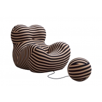 Compressed πολυθρόνα Nextdeco ριγέ μαύρο-μπεζ 102x120xΥ92εκ.