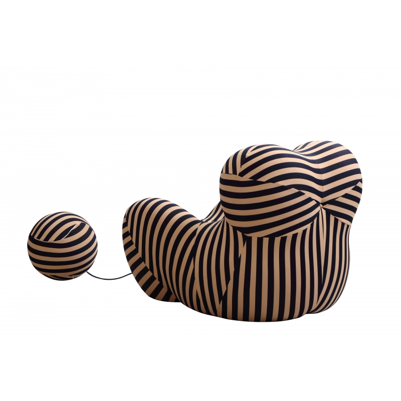 Compressed πολυθρόνα Nextdeco ριγέ μαύρο-μπεζ 102x120xΥ92εκ.