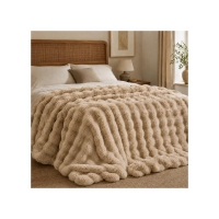 Κουβέρτα faux fur καφέ ανοιχτό 160x200εκ.