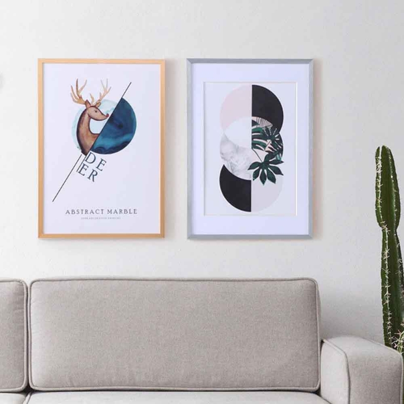 Κορνίζα τοίχου μεταλλική ροζ-χρυσή με ακρυλικό τζάμι 60x40εκ.