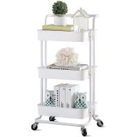 Τρόλεϊ- καλάθι, Υ87x45x37 εκ., με 3 θήκες αποθήκευσης, λευκό Τρόλεϊ- καλάθι, Υ87x45x37 εκ., με 3 θήκες αποθήκευσης, λευκό