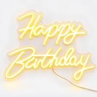 Φωτιζόμενη επιγραφή LED Neon Happy Birthday θερμό λευκό 42x28εκ. Φωτιζόμενη επιγραφή LED Neon Happy Birthday θερμό λευκό 42x28εκ.