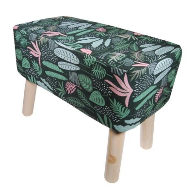 Σκαμπό υφασμάτινο Nextdeco floral με ξύλινα πόδια Υ37x50x27εκ. Σκαμπό υφασμάτινο Nextdeco floral με ξύλινα πόδια Υ37x50x27εκ.