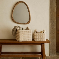 Καλάθια υφασμάτινα σετ 2τμχ μπεζ λωρίδες Καλάθια υφασμάτινα σετ 2τμχ μπεζ λωρίδες