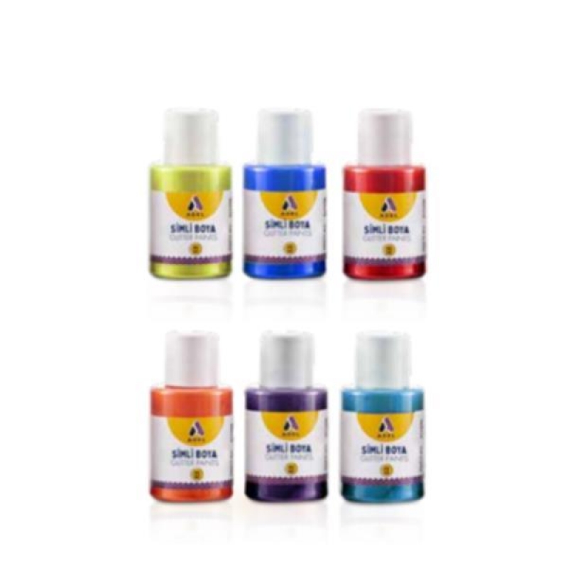 Adel σετ 6 ακρυλικών χρωμάτων Glitter, 25ml ανά χρώμα Adel σετ 6 ακρυλικών χρωμάτων Glitter, 25ml ανά χρώμα