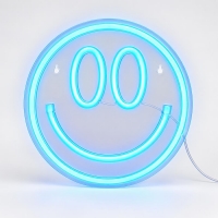 Φωτιζόμενο διακοσμητικό LED Neon Smiley μπλε 25x25εκ.