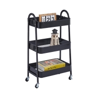 Τρόλεϊ- καλάθι Υ75x42,5x29,5εκ. με 3 θήκες αποθήκευσης μαύρο Τρόλεϊ- καλάθι Υ75x42,5x29,5εκ. με 3 θήκες αποθήκευσης μαύρο