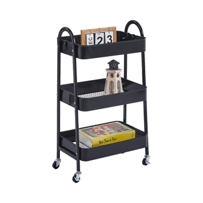 Τρόλεϊ- καλάθι Υ75x42,5x29,5εκ. με 3 θήκες αποθήκευσης μαύρο