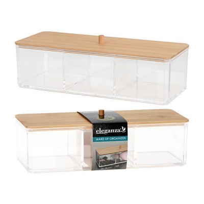 Θήκη για καλλυντικά ακρυλική διάφανη με bamboo καπάκι 23x9,5xY6,5εκ. Θήκη για καλλυντικά ακρυλική διάφανη με bamboo καπάκι 23x9,5xY6,5εκ.