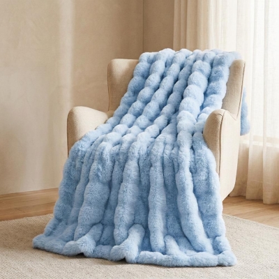 Κουβέρτα faux fur γαλάζιο 160x200εκ.