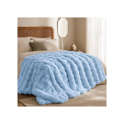 Κουβέρτα faux fur γαλάζιο 160x200εκ. Κουβέρτα faux fur γαλάζιο 160x200εκ.