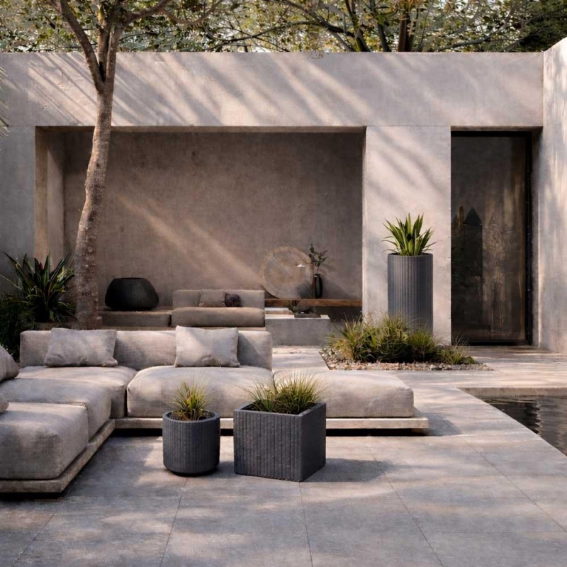 Γλάστρα - κασπώ Coro τετράγωνη γραφίτης Y36x40x40εκ.